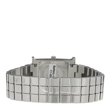 Hermes Stainless Steel Diamond Bezel Mother of Pearl 21mm Heure H Hour Quartz Watch 3 of 6