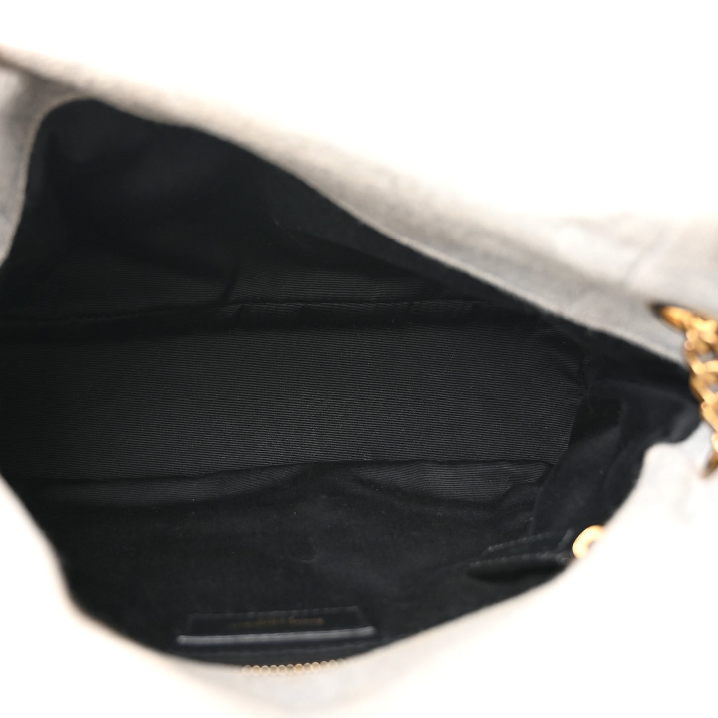 Jersey Quilted Small Loulou Puffer Monogram Chain Satchel Grey Cloud
