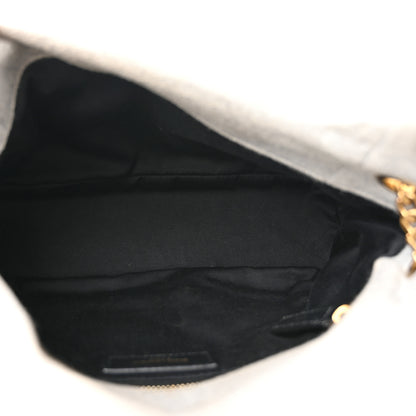 Saint Laurent Jersey Quilted Small Loulou Puffer Monogram Chain Satchel Grey Cloud 5 of 9