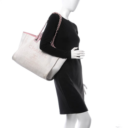 Chanel Canvas Large Deauville Tote White Pink 2 of 24