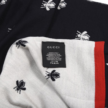 Gucci Wool Bee Scarf Navy Blue 3 of 4