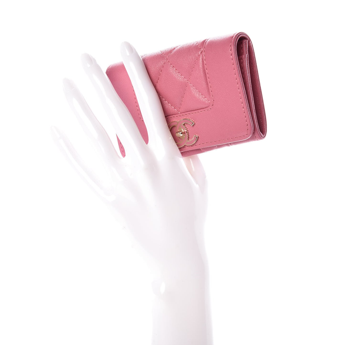 Sheepskin Quilted Vintage Mademoiselle Card Holder Pink