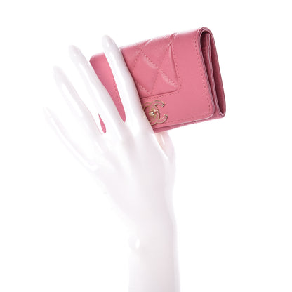 Chanel Sheepskin Quilted Vintage Mademoiselle Card Holder Pink 2 of 11