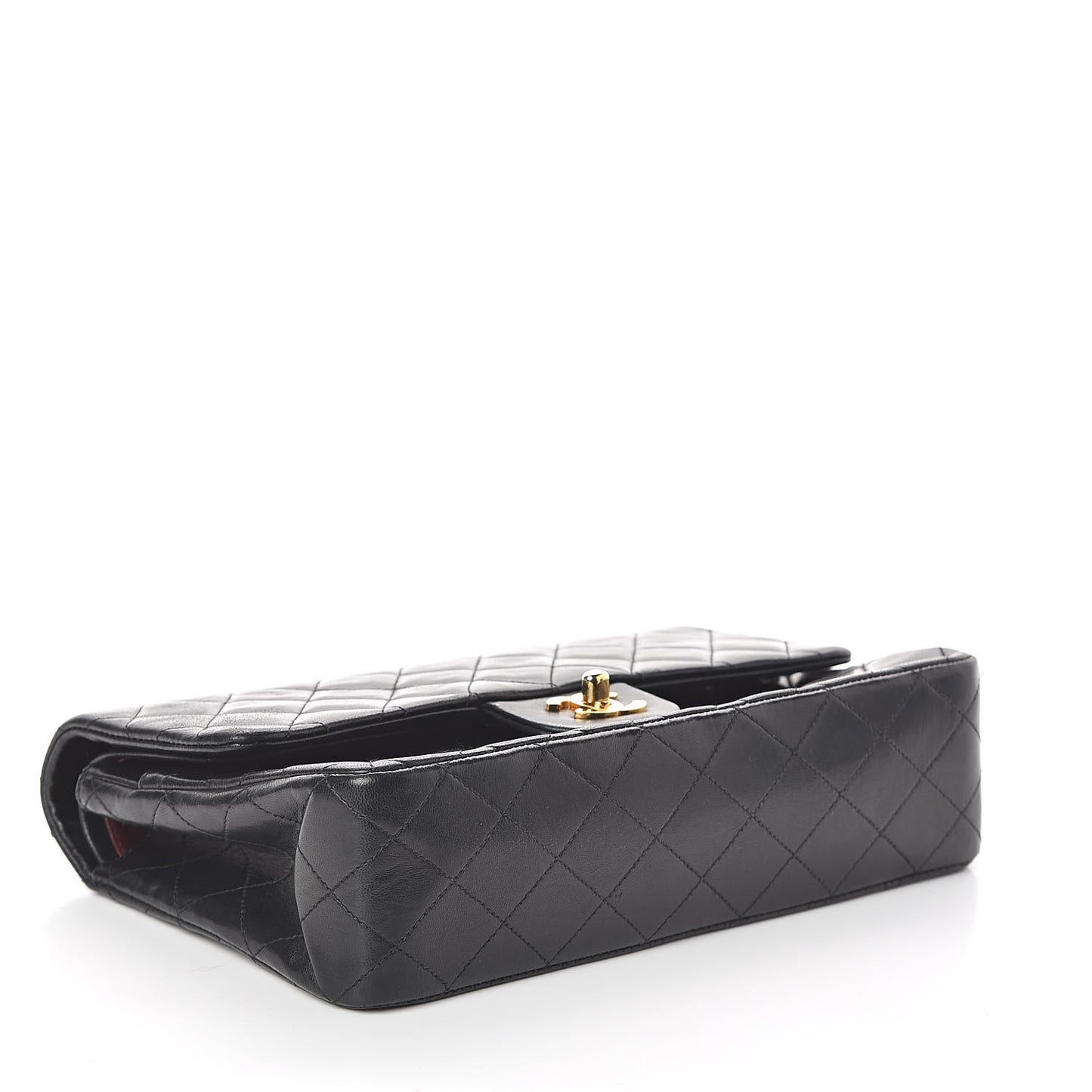Lambskin Quilted Medium Double Flap Black