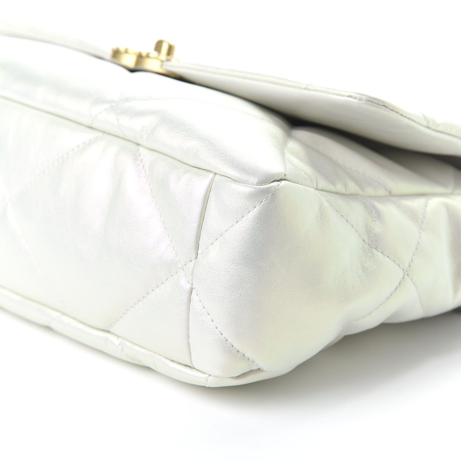 Chanel Iridescent Calfskin Quilted Large 19 Flap White 7 of 10