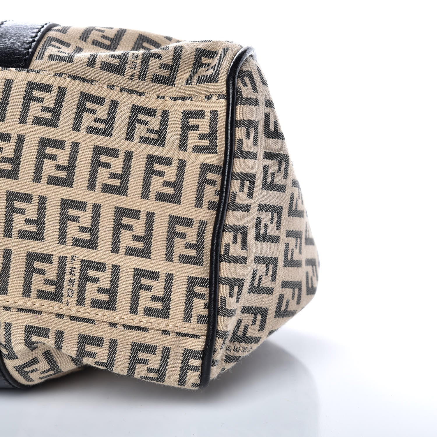 Fendi Zucchino Vitello Shoulder Bag Beige Black 6 of 9