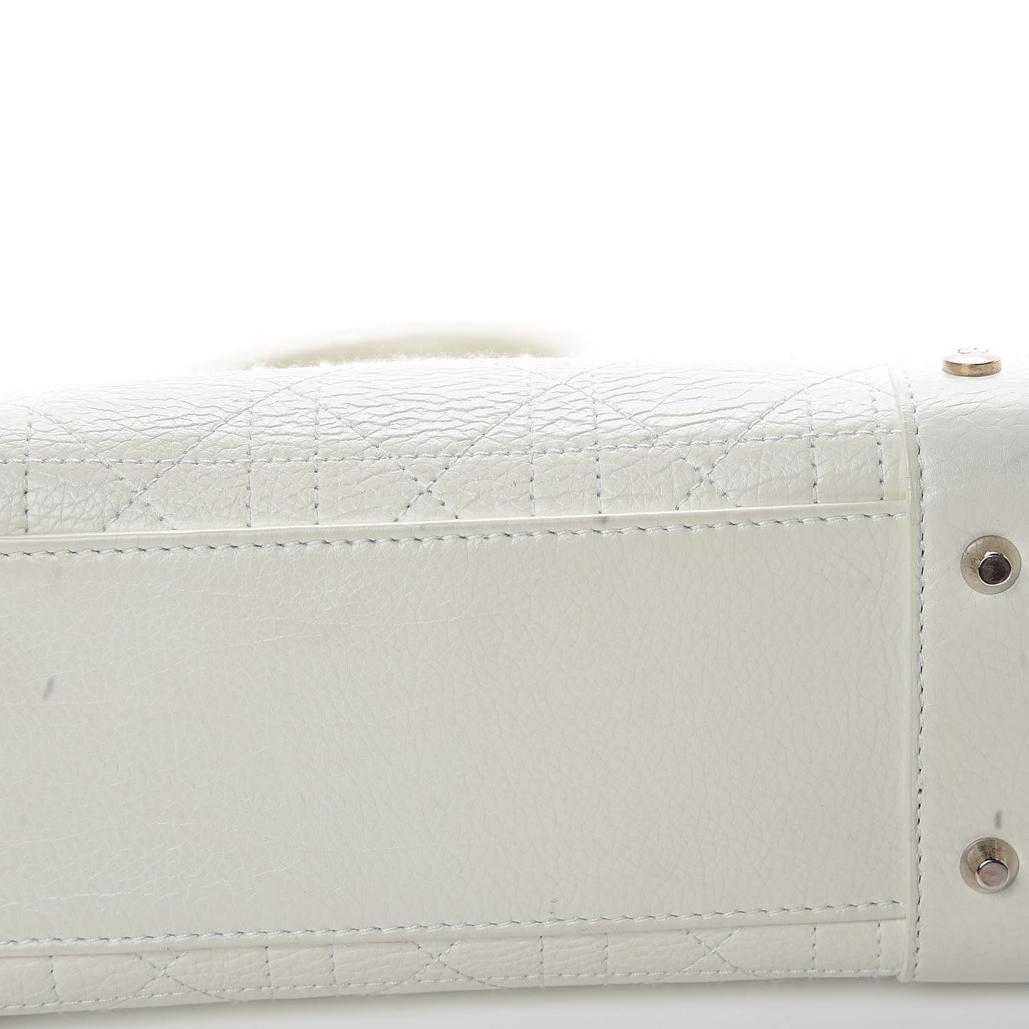 Calfskin Cannage Stitched Small Lady East West Lady Dior White