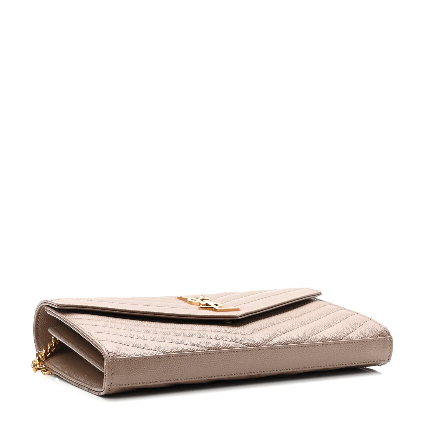 Grain De Poudre Matelasse Chevron Monogram Chain Wallet Taupe