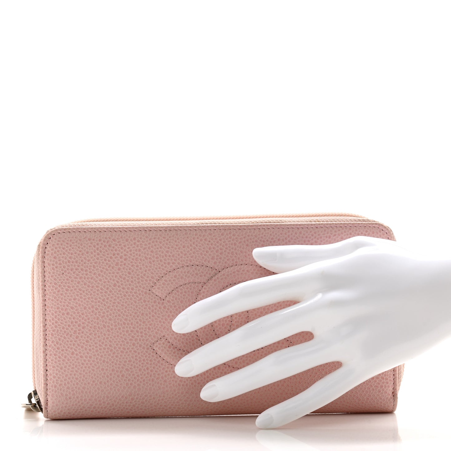 Caviar Large Timeless CC Zip Around Wallet Pink