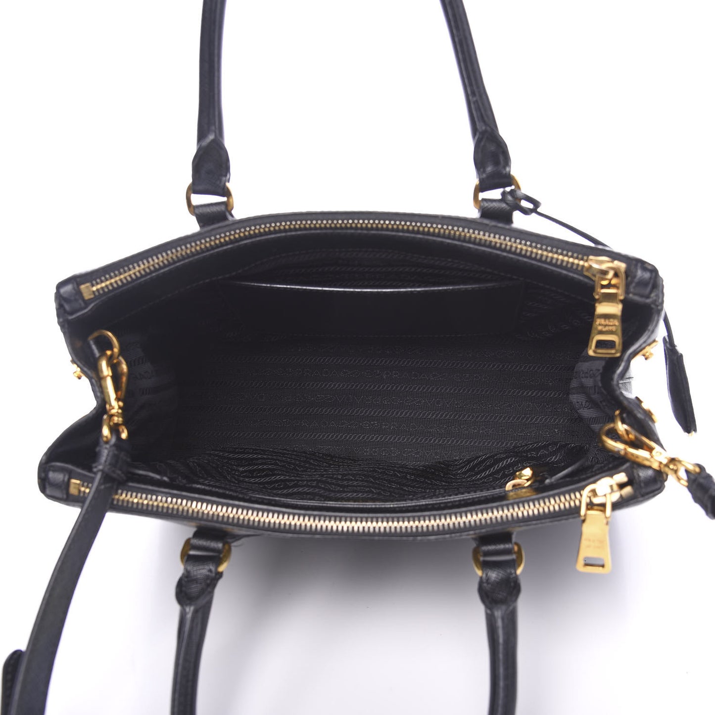 Saffiano Small Galleria Double Zip Tote Black