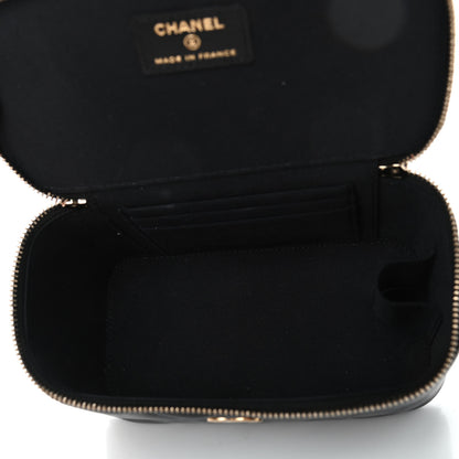 Chanel Lambskin Quilted Small Top Handle Vanity Case With Chain Black 4 of 4