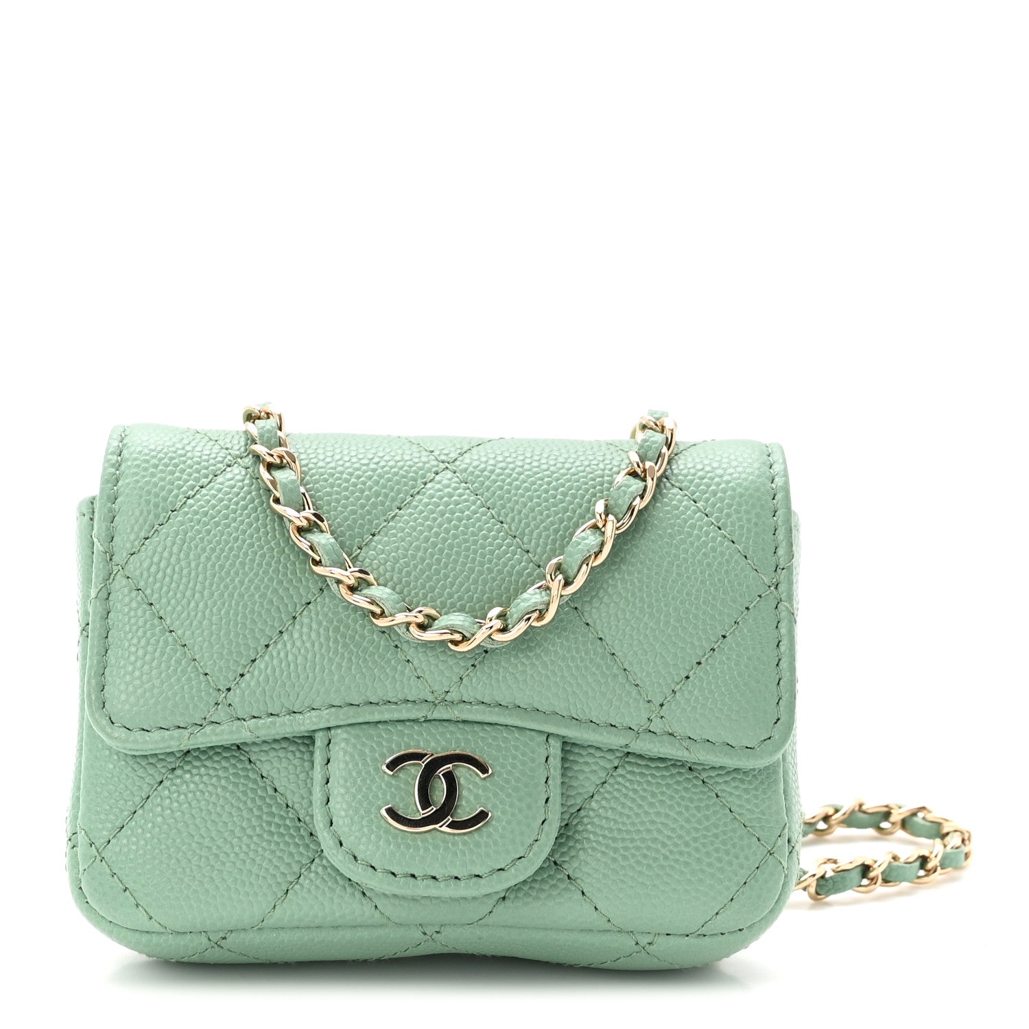 Chanel Caviar Quilted Mini Chain Belt Bag Light Green 1 of 12