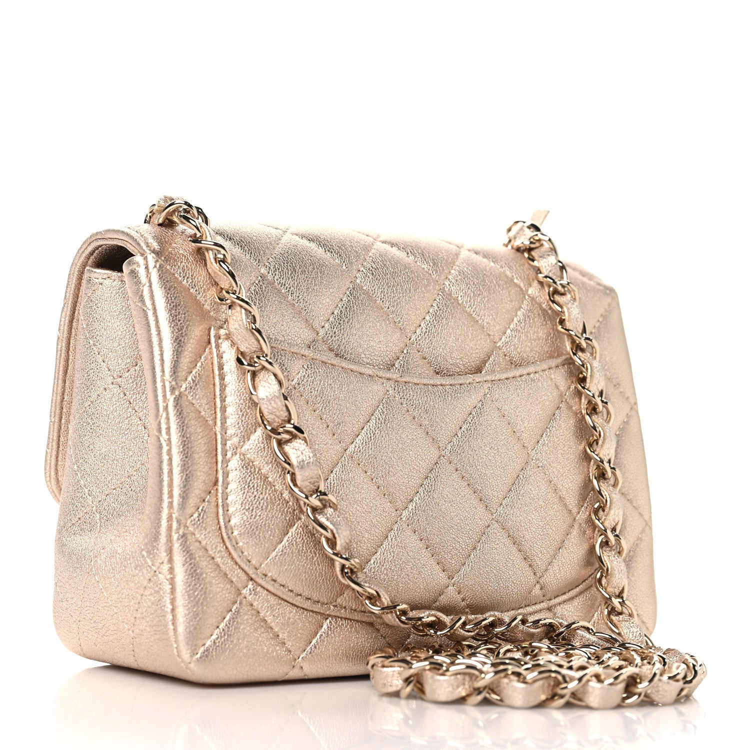 Chanel Metallic Lambskin Quilted Mini Square Flap Gold 3 of 12