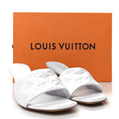 Louis Vuitton Lambskin Embossed Monogram Revival Mid Heel Mules 38.5 White 9 of 9