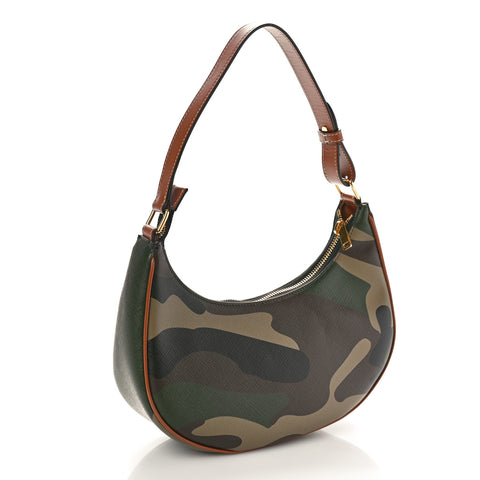 Canvas Calfskin Camouflage Ava Logo Triomphe Shoulder Bag Khaki