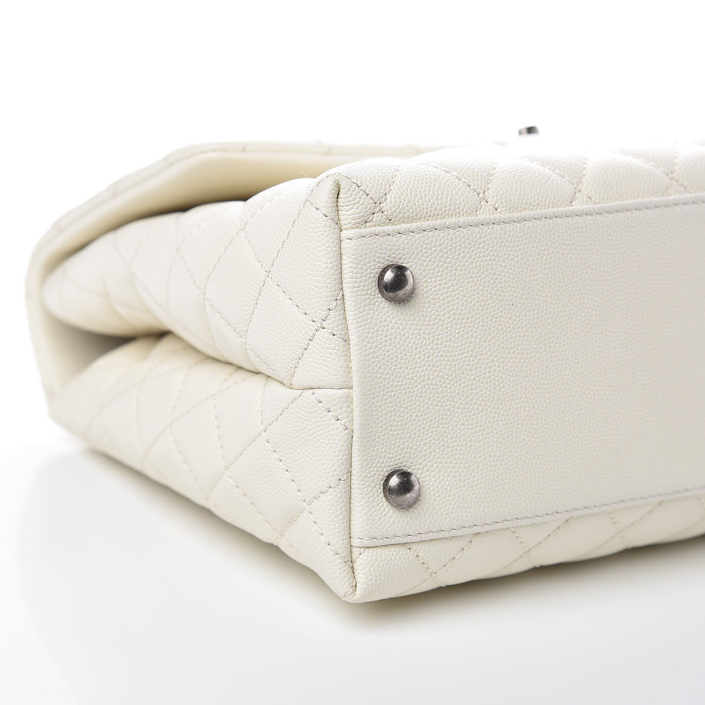 Caviar Lizard Quilted Medium Coco Handle Flap White