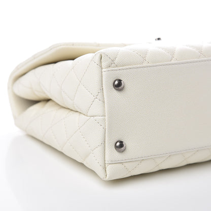Chanel Caviar Lizard Quilted Medium Coco Handle Flap White 8 of 9