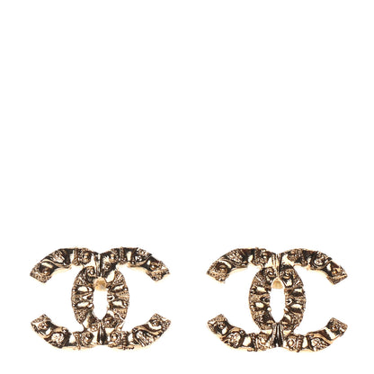 Chanel Metal Textured CC Earrings Gold 1 of 4