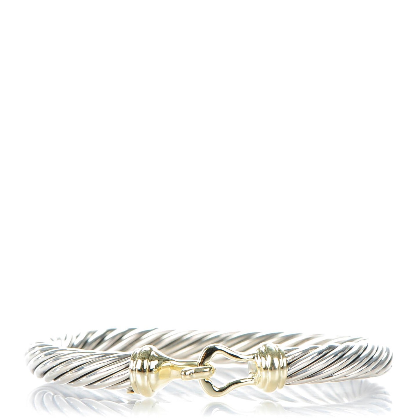 Sterling Silver 14K Yellow Gold 7mm Cable Classic Buckle Bracelet