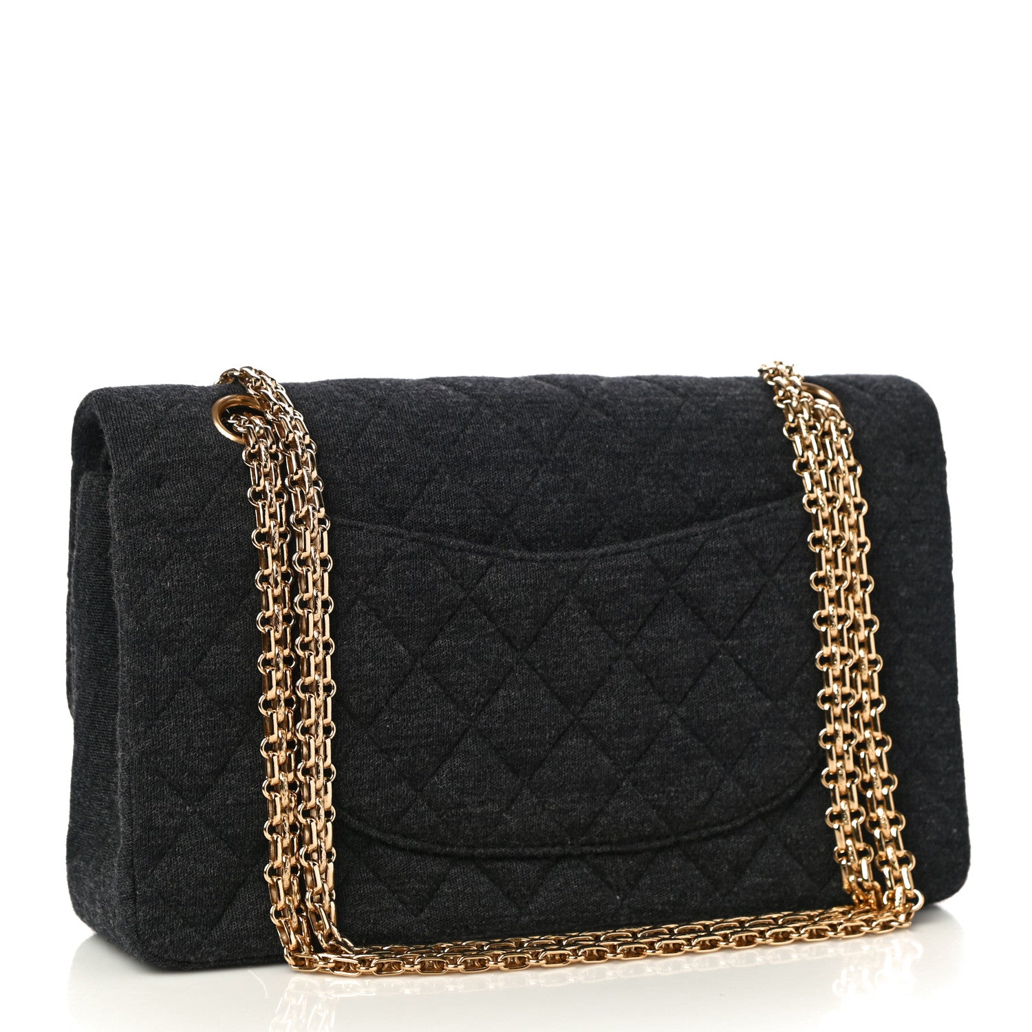 Chanel Jersey Quilted Medium Bijoux Chain Double Flap Gray 3 of 10