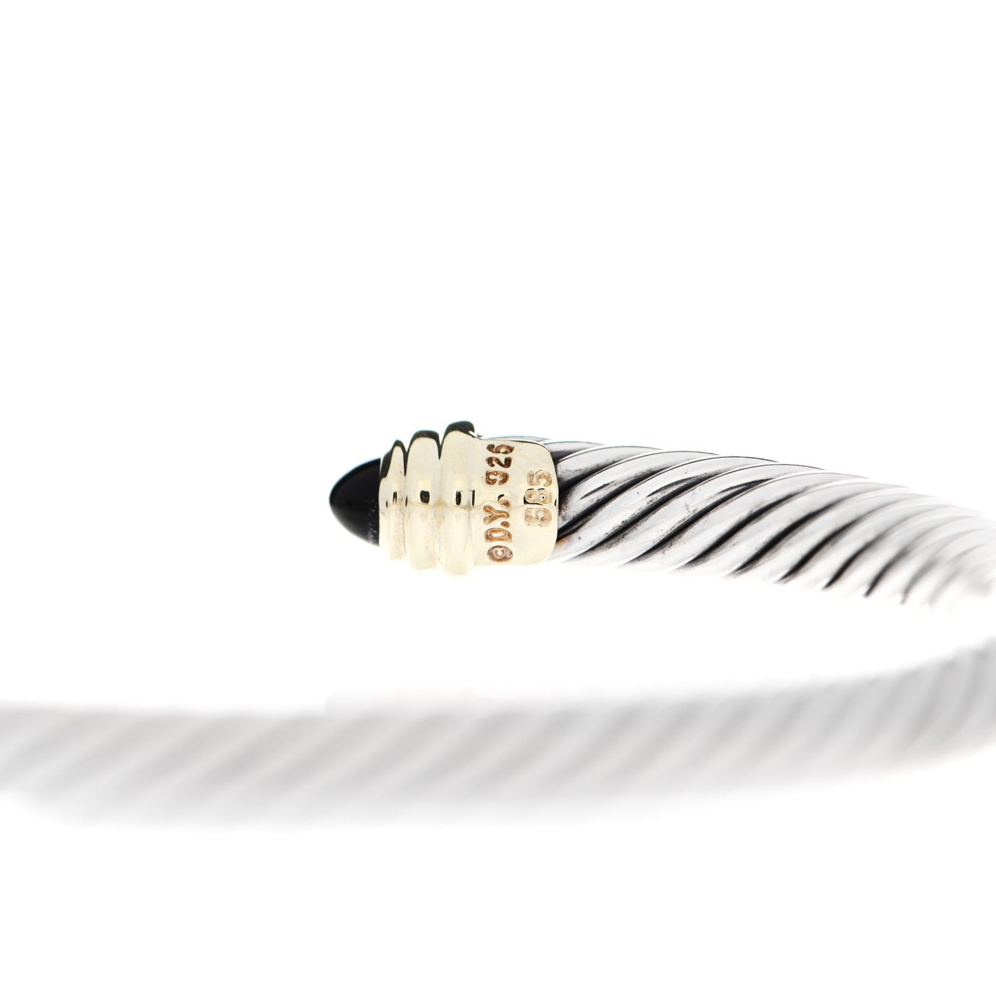 Sterling Silver 14K Yellow Gold Black Onyx 5mm Cable Classics Petite Color Bracelet