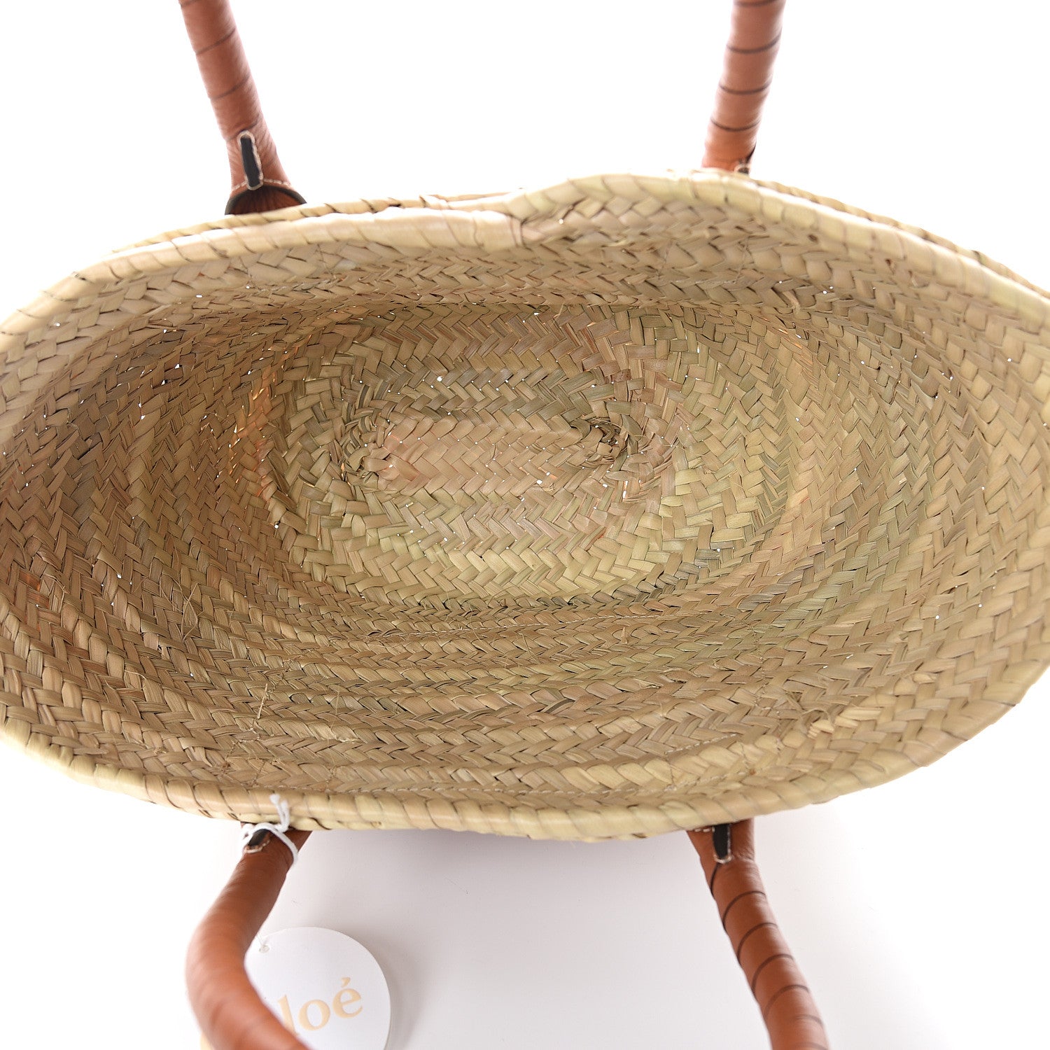 Chloe Raffia Small Grain Calfskin Medium Marcie Basket Tan 4 of 8