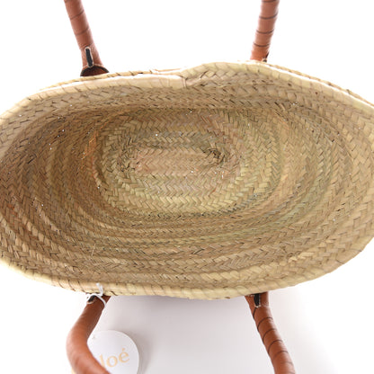 Chloe Raffia Small Grain Calfskin Medium Marcie Basket Tan 4 of 8