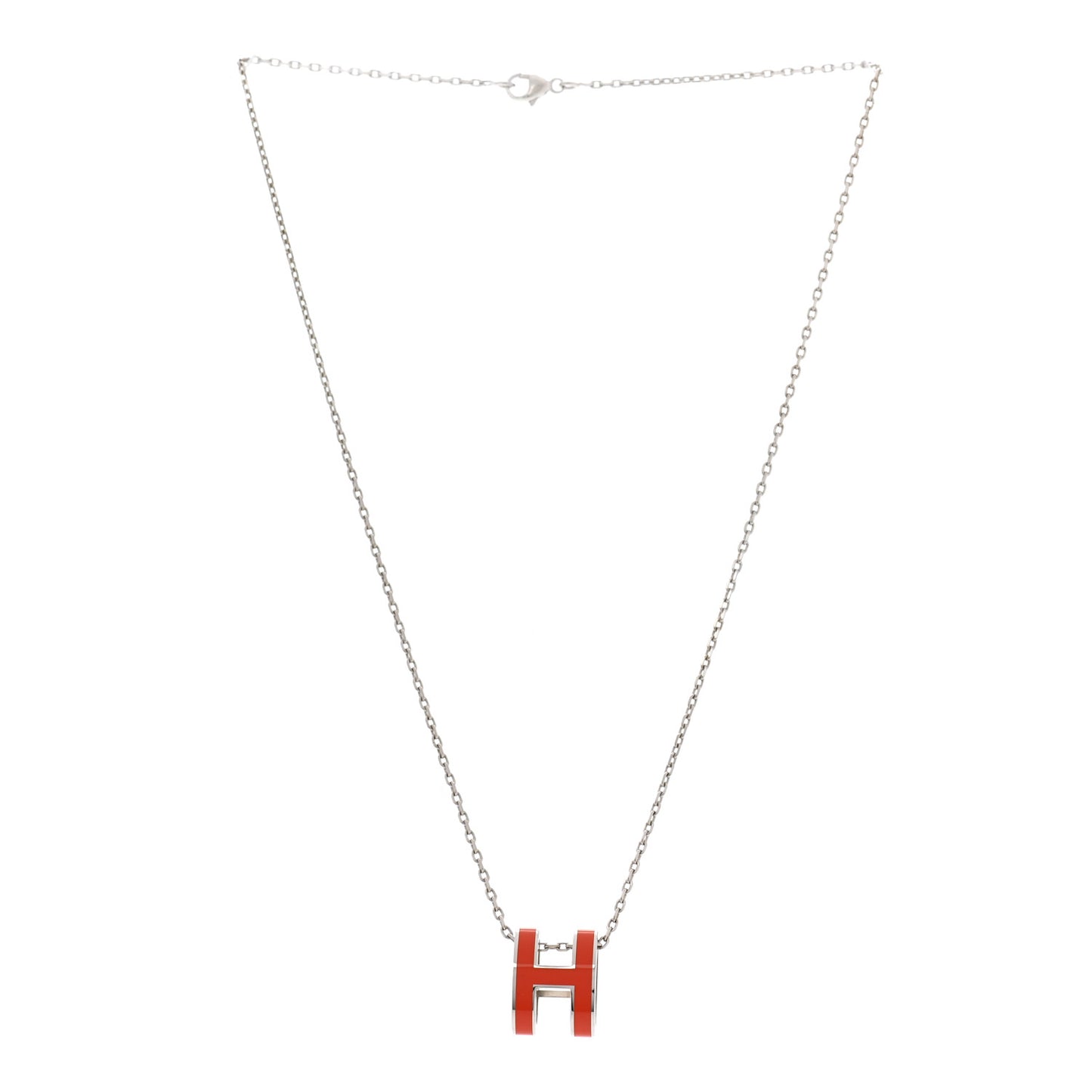 Lacquered Rose Gold Pop H Pendant Necklace Orange Fonce