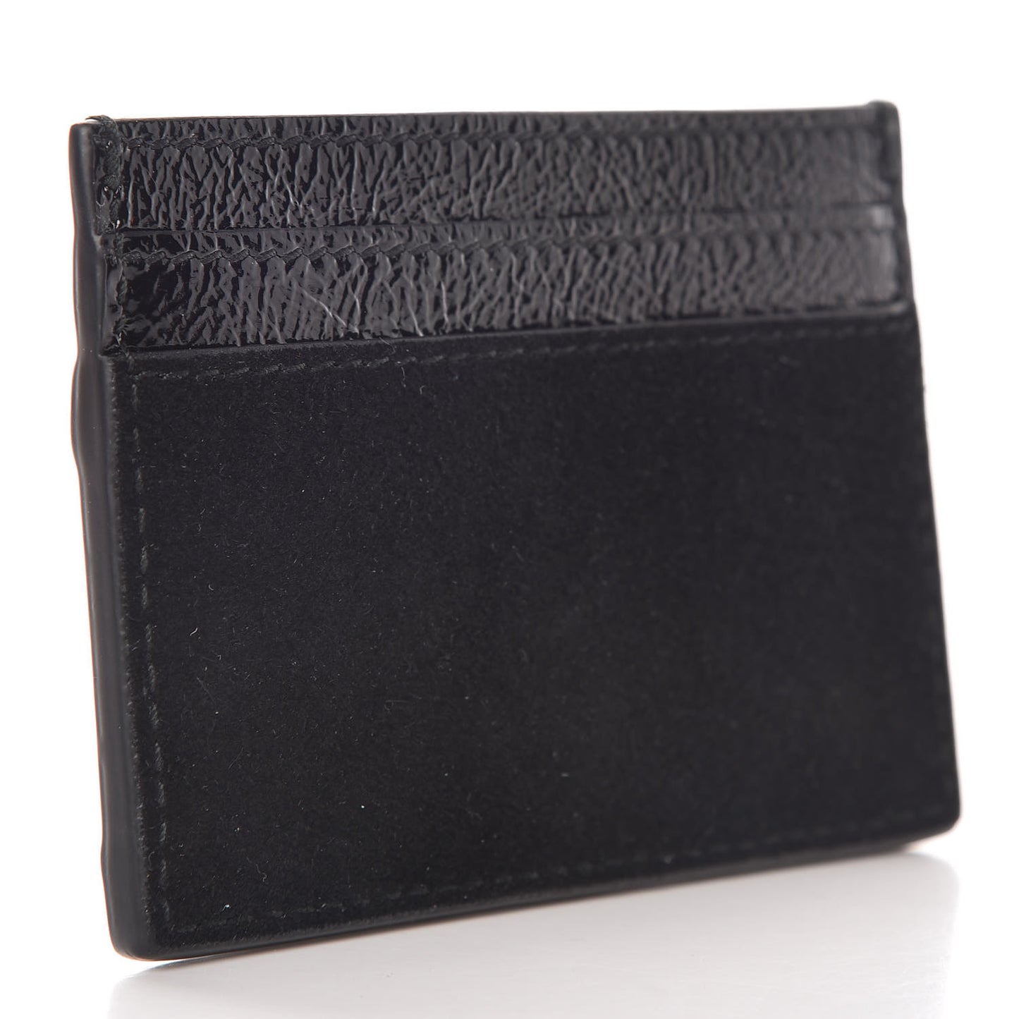 Suede Patent Web GG Ophidia Card Holder Black