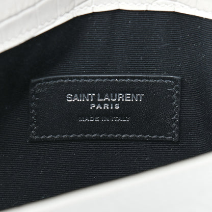 Saint Laurent Calfskin Crocodile Embossed Uptown Monogram Pouch Crema Soft 6 of 9