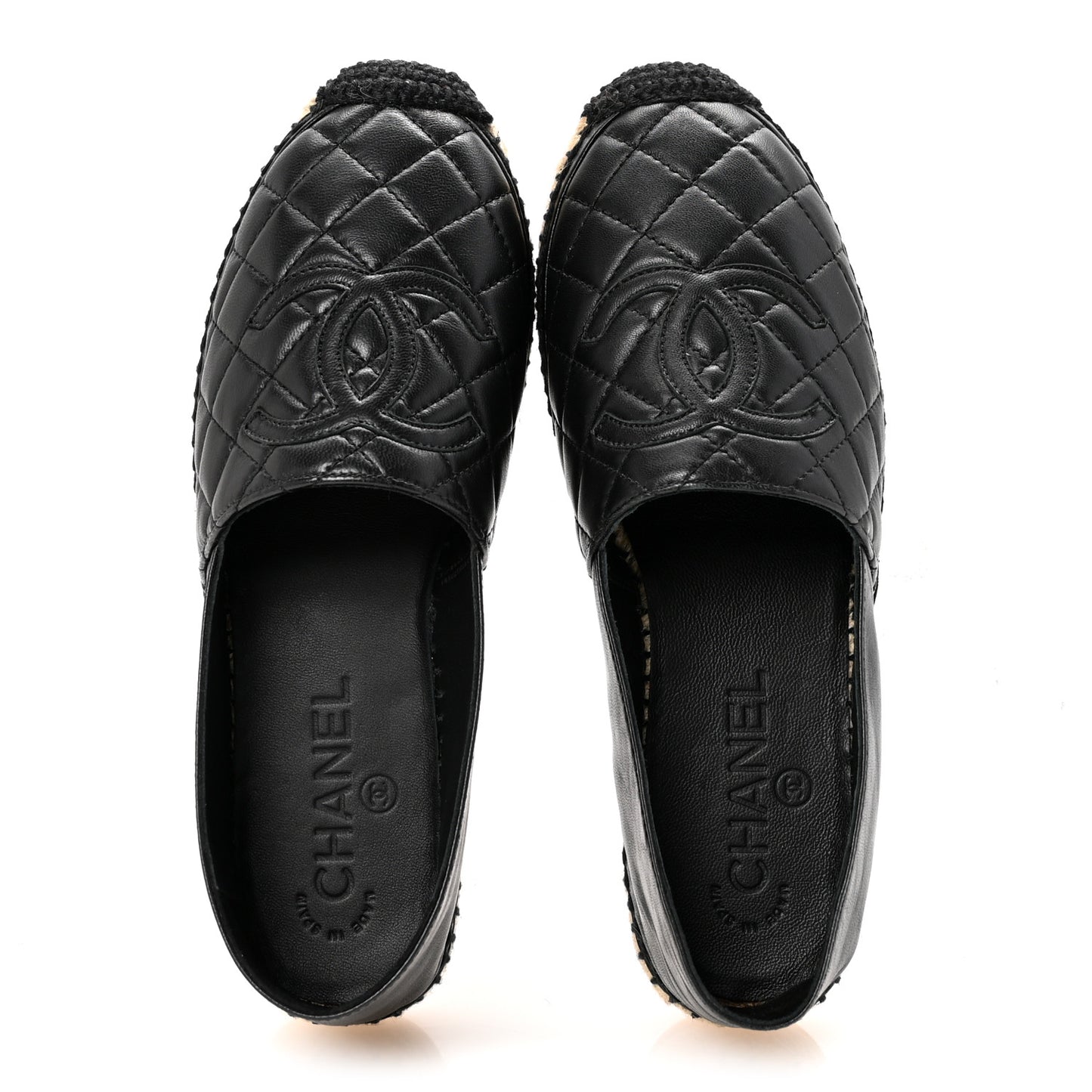 Lambskin Quilted CC Espadrilles 36 Black