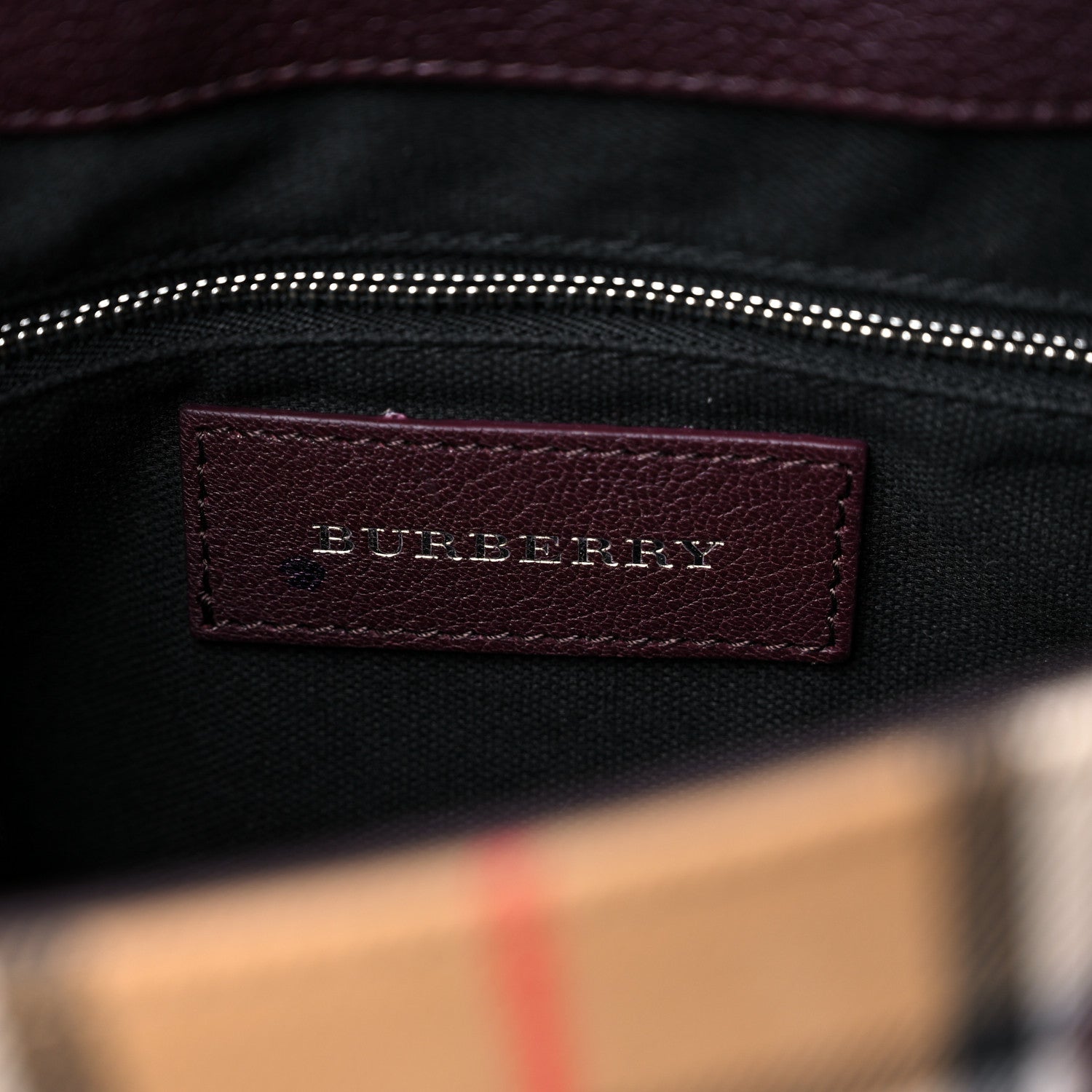 Burberry Goatskin Vintage Check Small Banner Tote Black 5 of 8