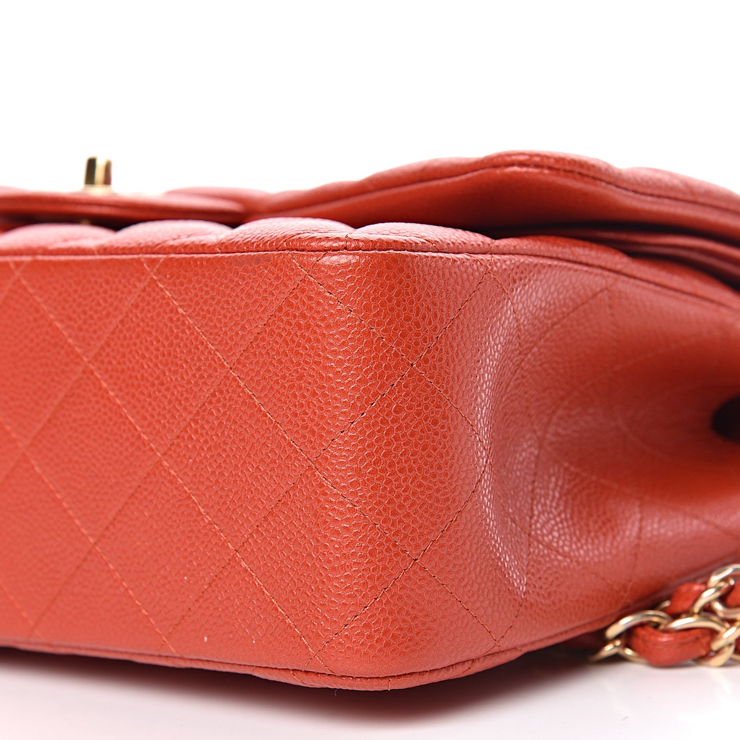 Pearly Caviar Quilted Jumbo Double Flap Orange