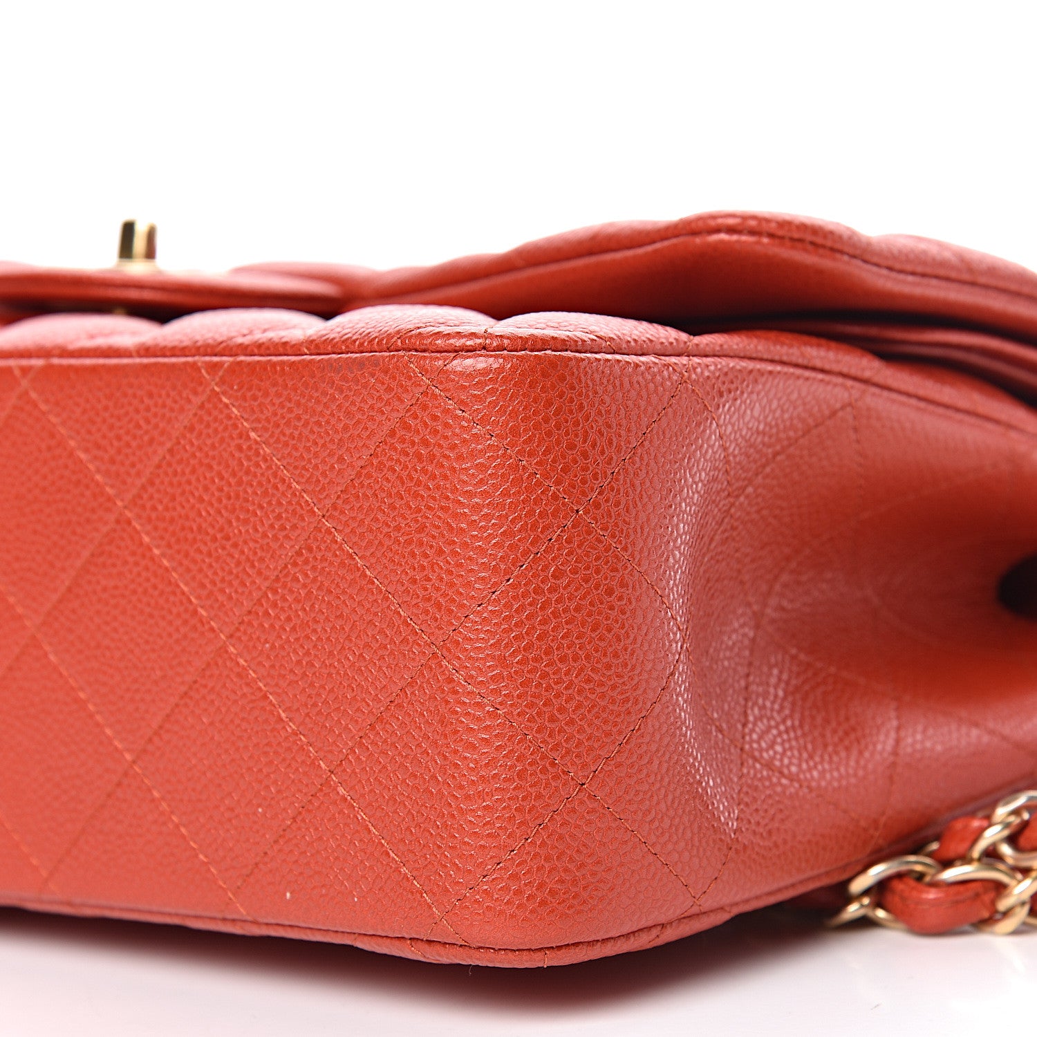 Chanel Pearly Caviar Quilted Jumbo Double Flap Orange 10 of 10