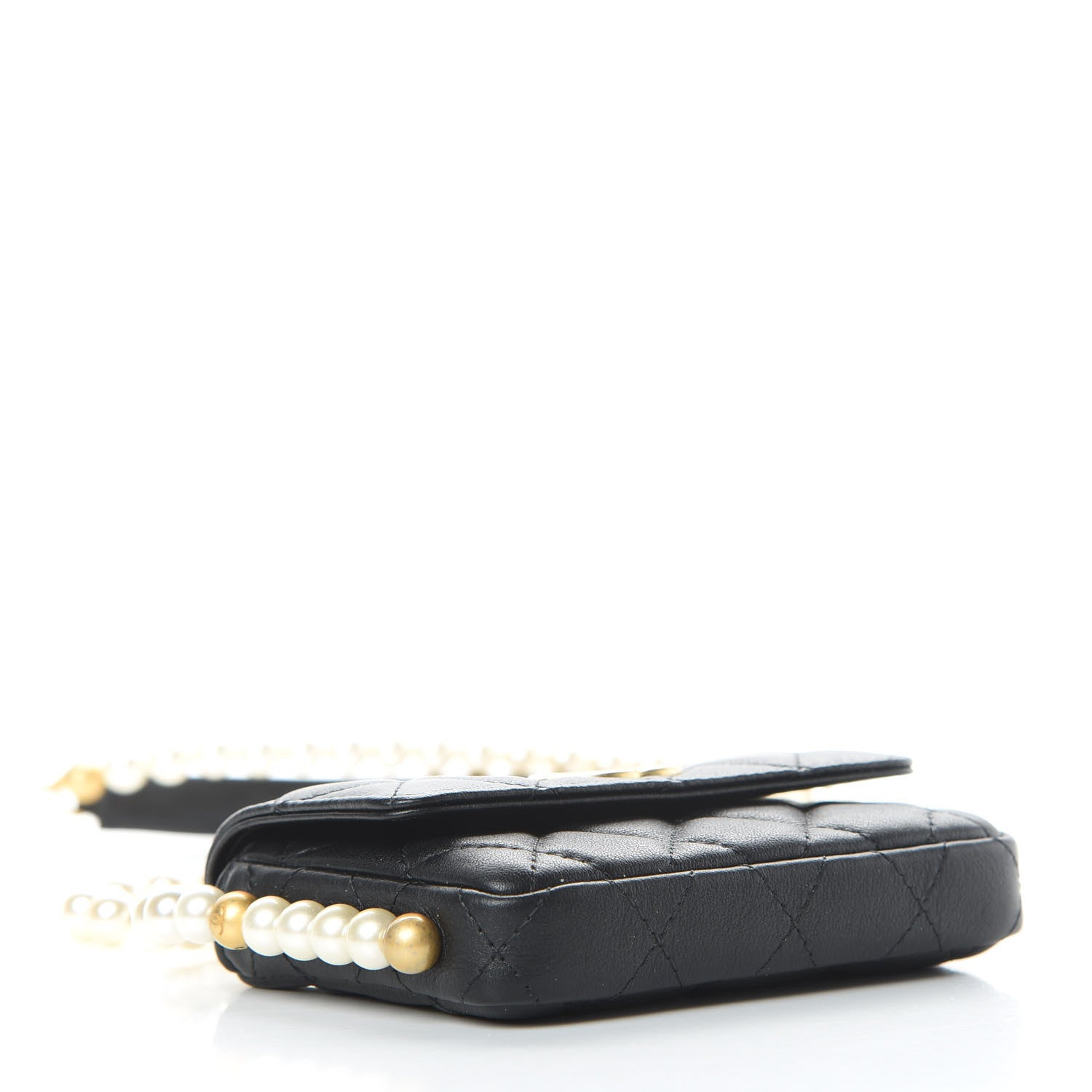 Chanel Calfskin Quilted About Pearls Card Holder Flap With Chain Black 4 of 12