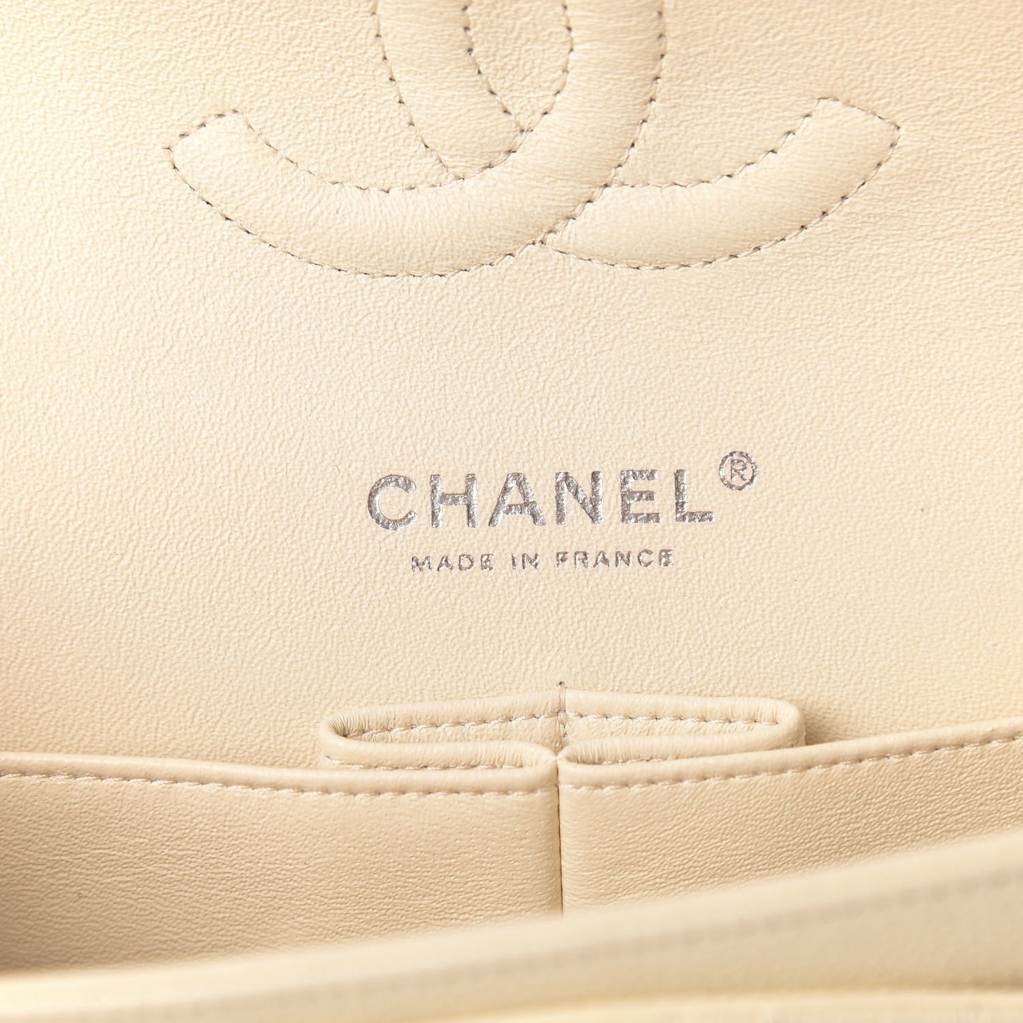 Caviar Quilted Medium Double Flap White