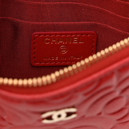 Chanel Caviar Camellia Embossed Cosmetic Pouch Red 6 of 8