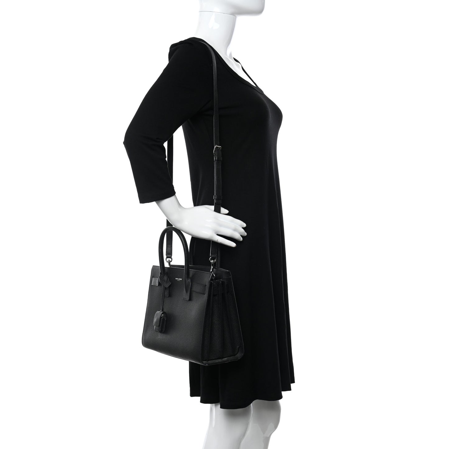 Grained Calfskin Baby Sac De Jour Black
