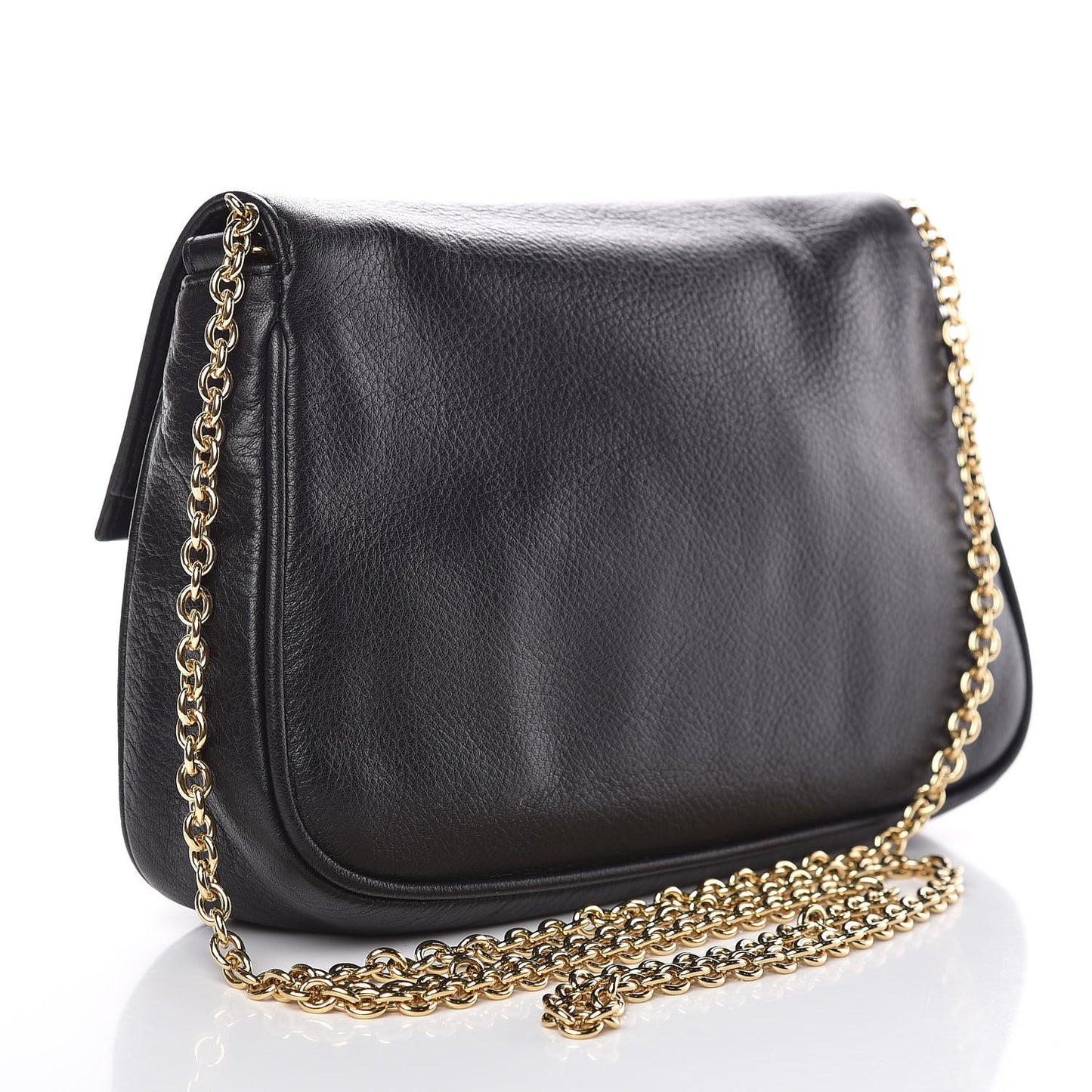 Vitello Flamingo Fendista Pouchette Crossbody Black