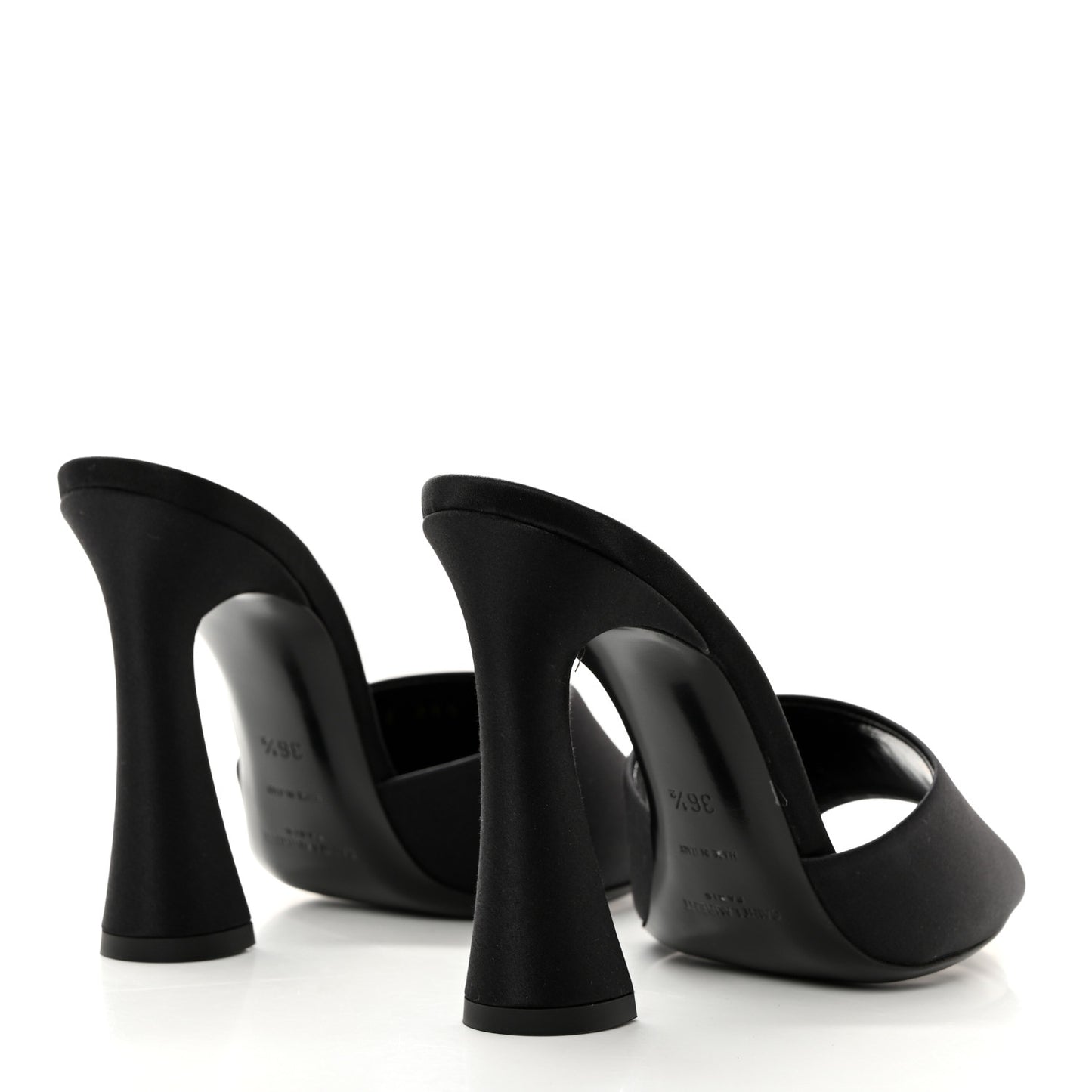 Crepe Satin Gippy Mule Sandals 36.5 Black