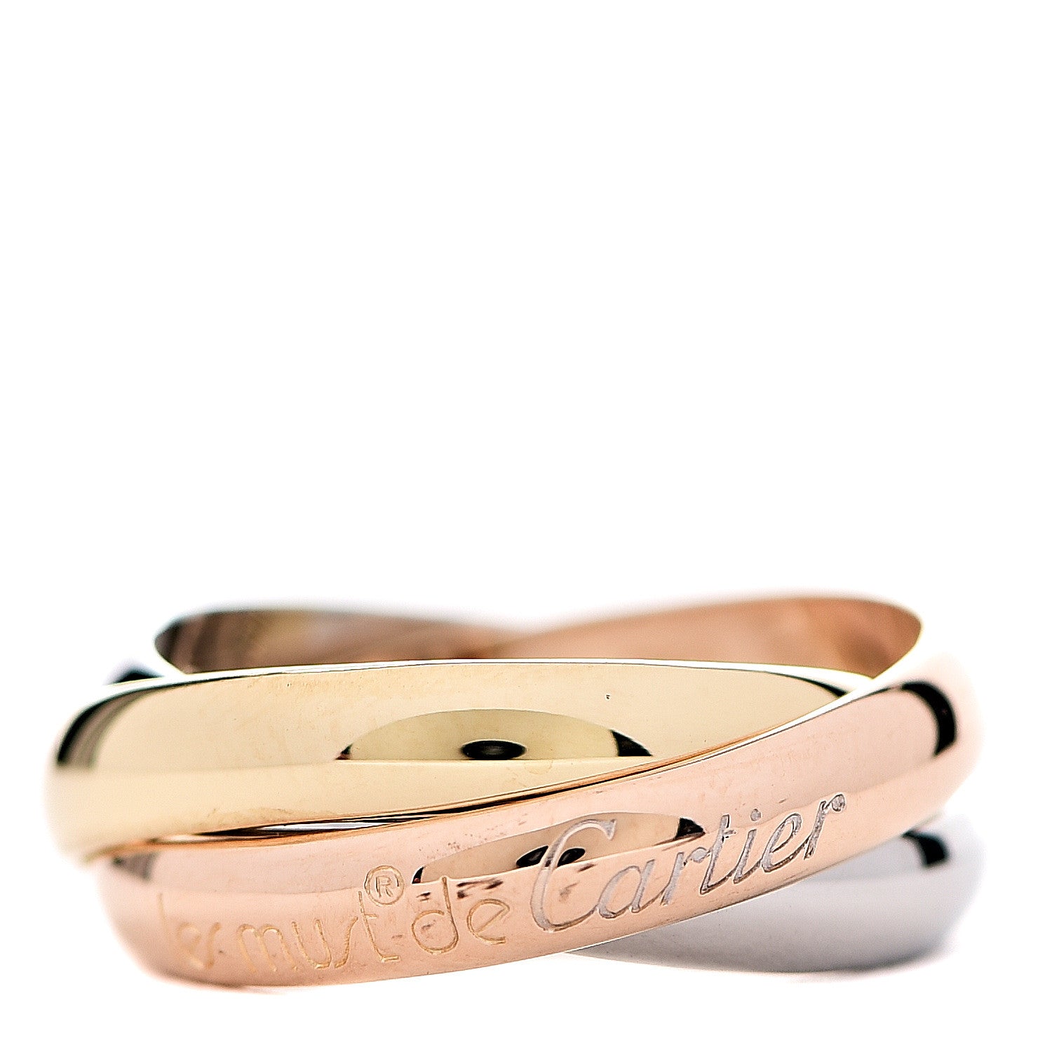 Cartier 18K Pink Yellow White Gold Classic Les Must De Trinity Ring 51 5.75 1 of 4