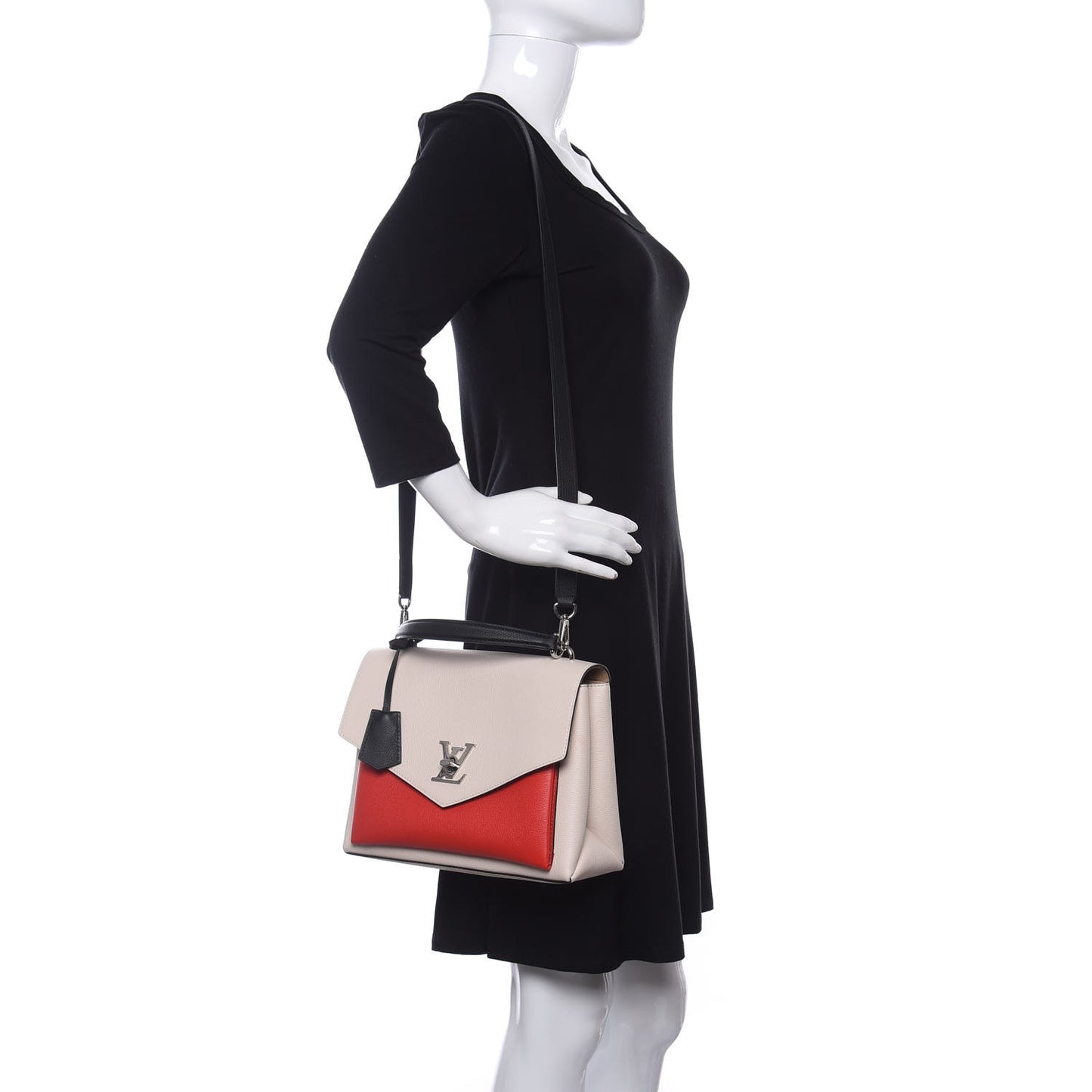 Soft Calfskin My Lockme Top Handle Kabuki Red Quartz Black
