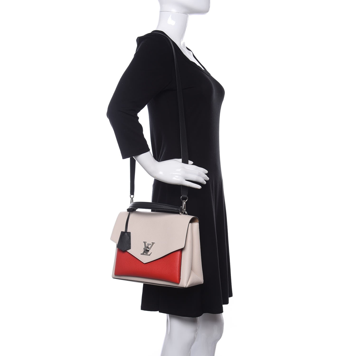 Louis Vuitton Soft Calfskin My Lockme Top Handle Kabuki Red Quartz Black 2 of 9