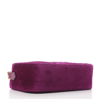 Gucci Velvet Matelasse Small GG Marmont Chain Shoulder Bag Fuchsia Violet Cyclamen 3 of 10