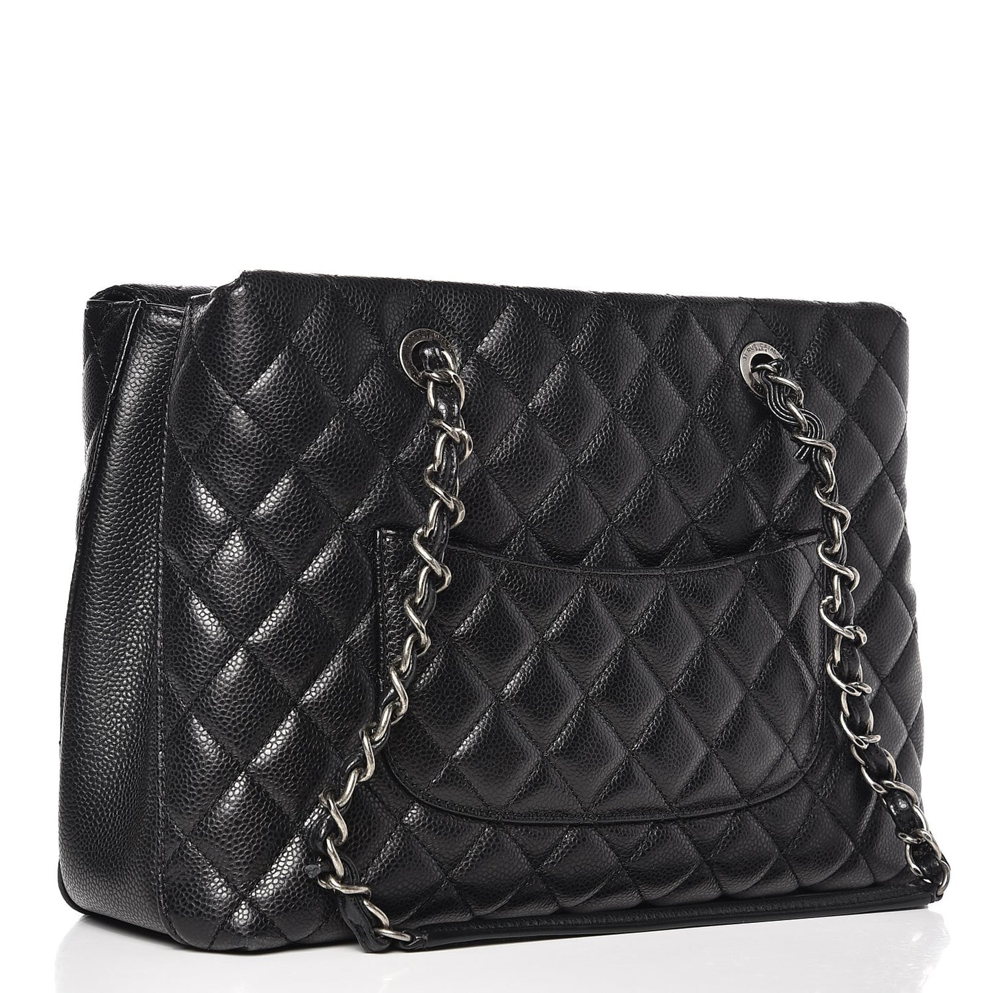 Caviar Quilted Small City Shopping Tote Black