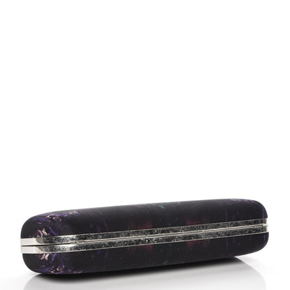 Alexander McQueen Silk Moth Print Knucklebox Clutch Black Purple 4 of 8