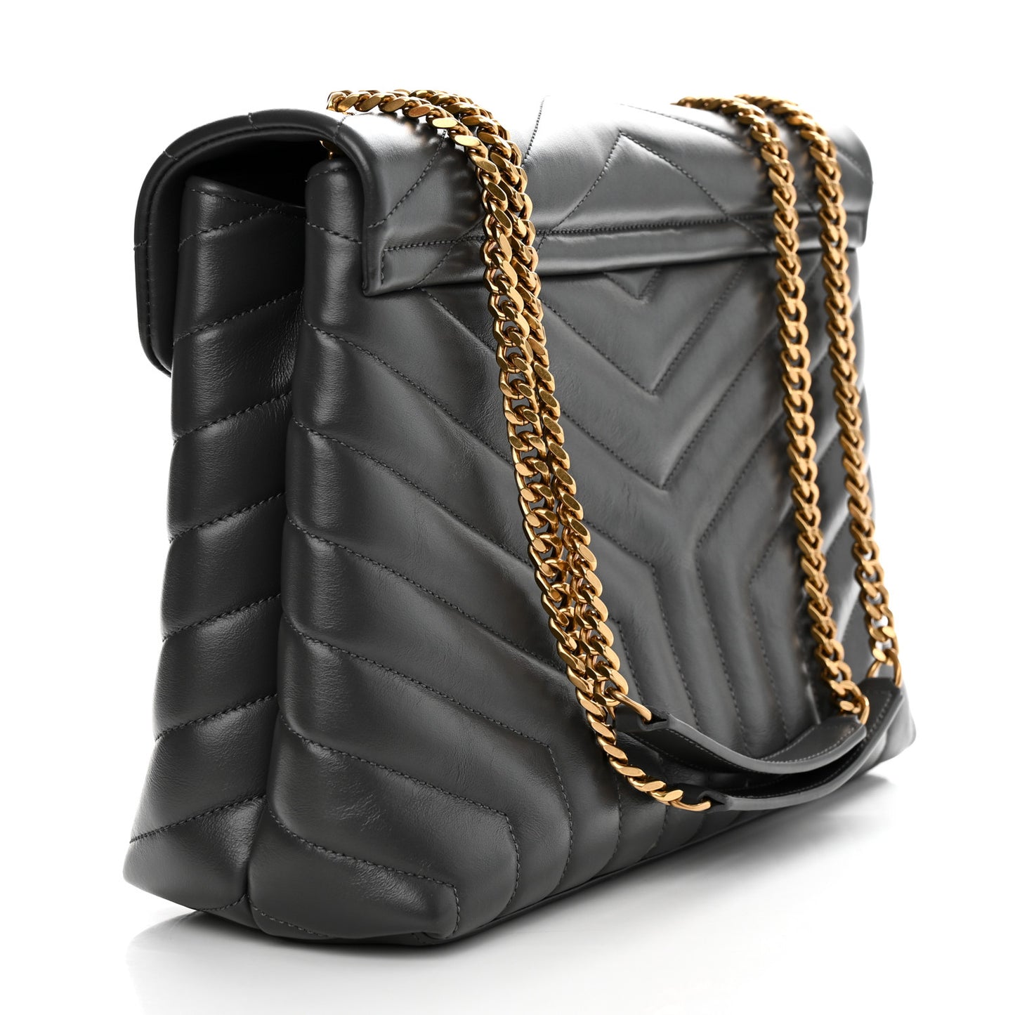Calfskin Y Quilted Monogram Medium Loulou Chain Satchel Storm