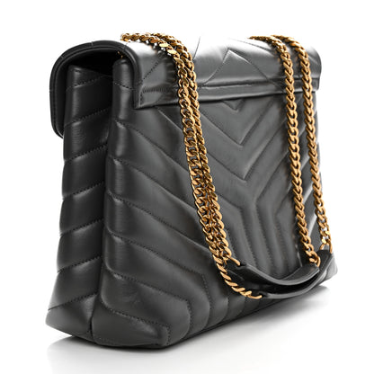 Saint Laurent Calfskin Y Quilted Monogram Medium Loulou Chain Satchel Storm 2 of 11