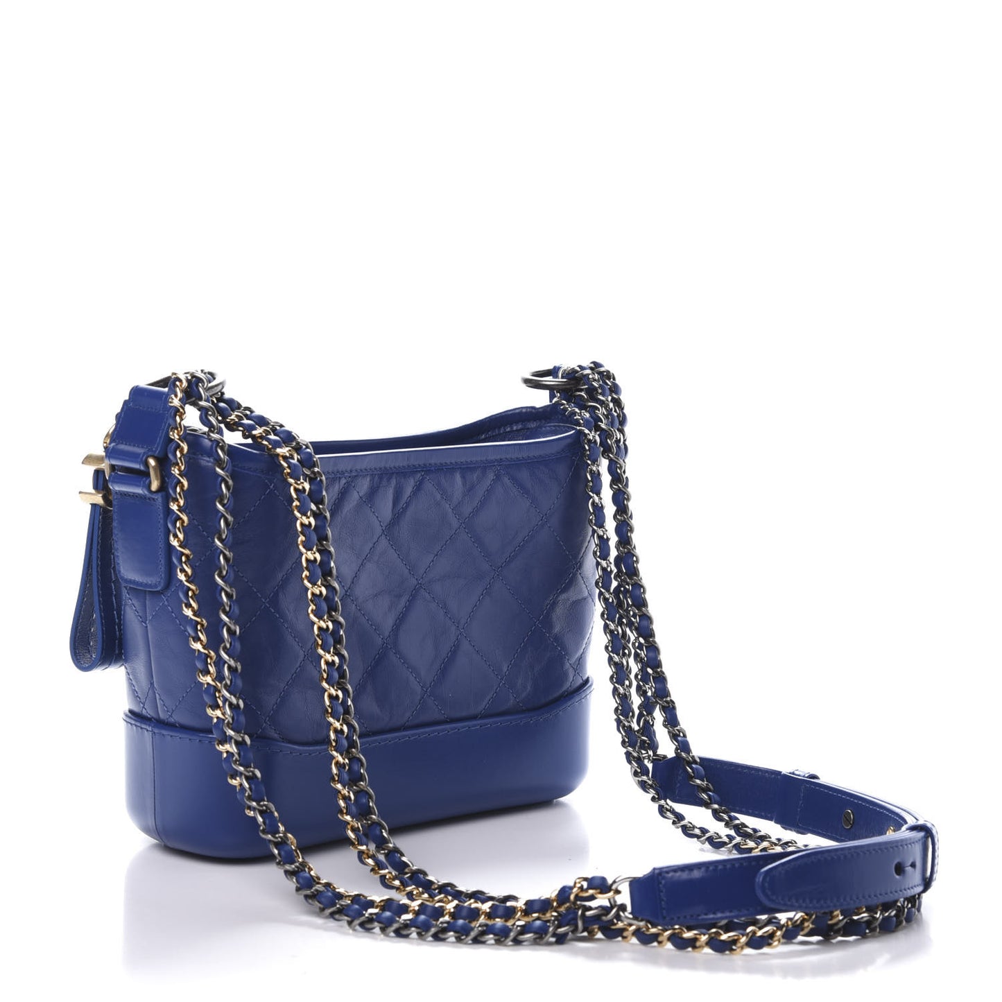 Aged Calfskin Quilted Small Gabrielle Hobo Blue