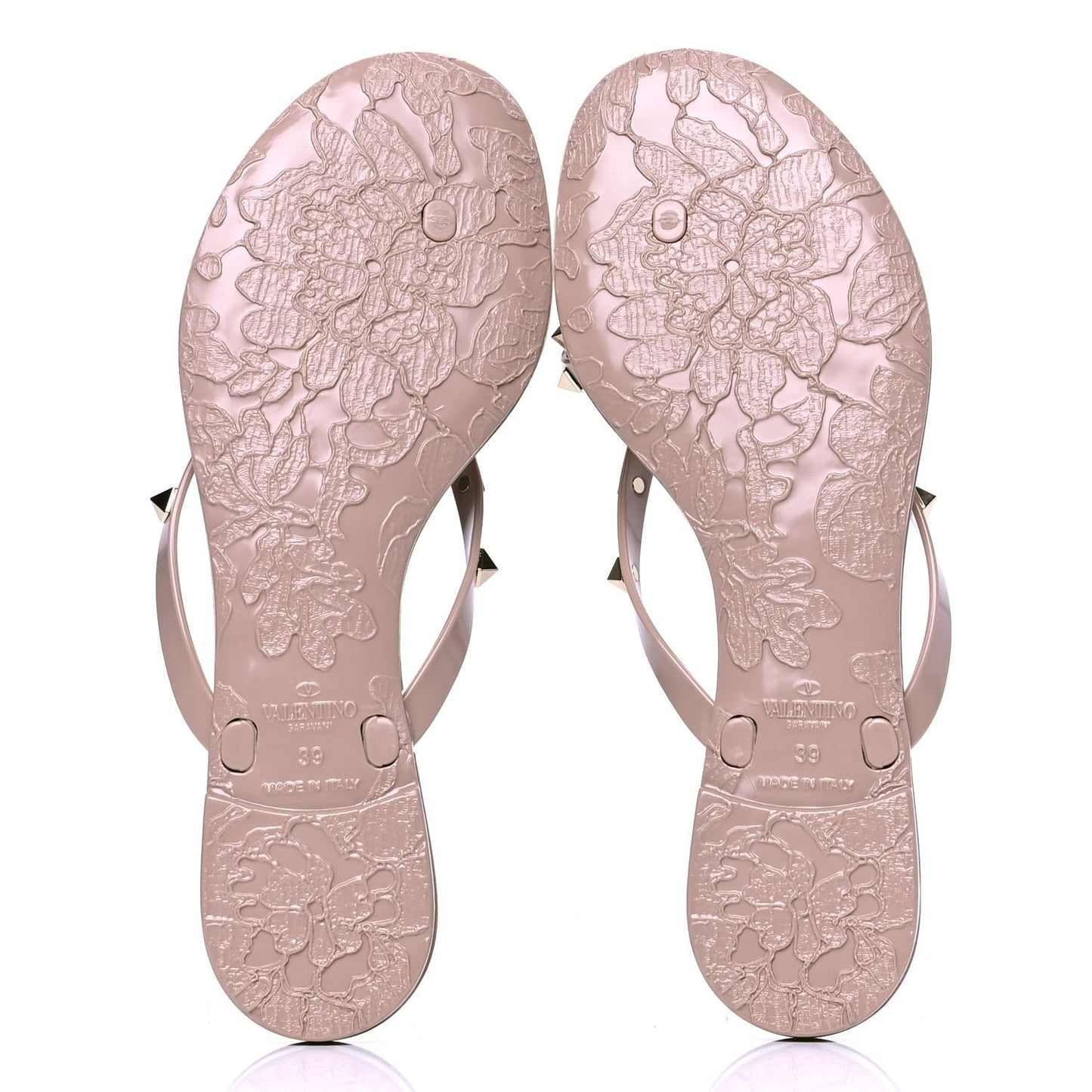 PVC Jelly Rockstud Bow Thong Sandals 39 Poudre